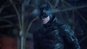 Robert Pattinson wearing the Batsuit in "The Batman."