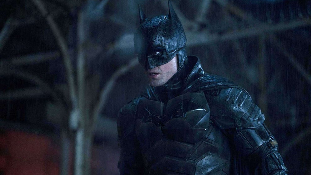 Robert Pattinson wearing the Batsuit in "The Batman."