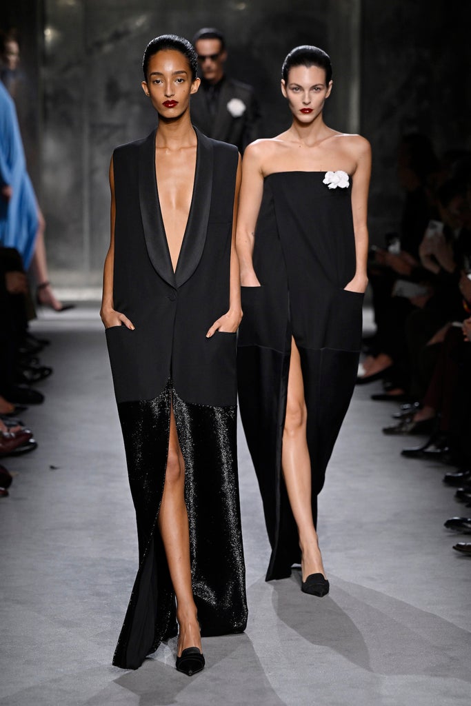 PARIS, FRANCE - MARCH 05: Models walk the runway during the Tom Ford Womenswear Fall/Winter 2025-2026 show as part of Paris Fashion Week on March 05, 2025 in Paris, France. (Photo by Kristy Sparow/Getty Images for TOM FORD)