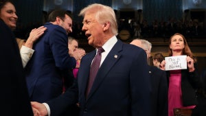 Donald Trump arrives for his address to Congress