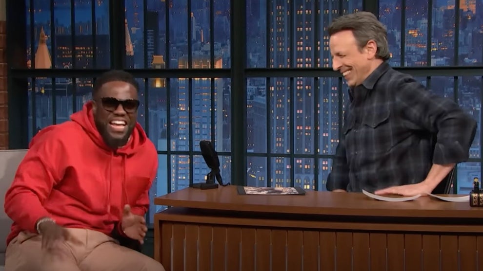 Kevin Hart and Seth Meyers on "Late Night" (NBC)