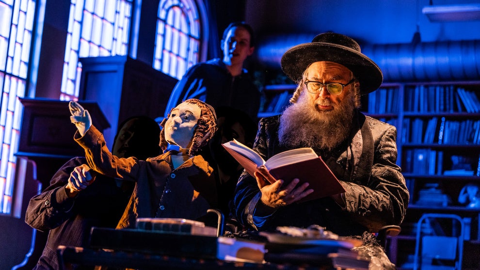 Justin Perkins, Tommy Dorfman and Richard Schiff in "Becoming Eve." (Credit: Matthew Murphy)