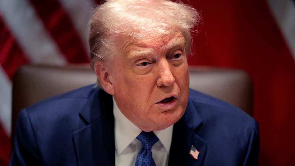 President Donald Trump delivers remarks during a bilateral lunch with Norway's Prime Minister Jonas Gahr Store in the Cabinet Room at the White House on April 24, 2025. (Chip Somodevilla/Getty Images)