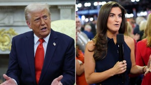 Left: President Donald Trump (Win McNamee/Getty Images), Right: Kaitlan Collins (Andrew Harnik/Getty Images)