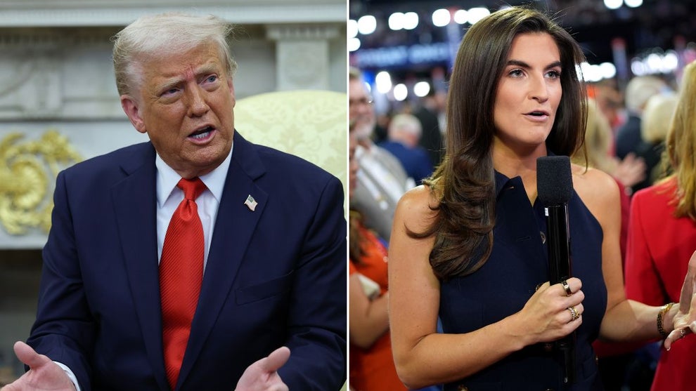 Left: President Donald Trump (Win McNamee/Getty Images), Right: Kaitlan Collins (Andrew Harnik/Getty Images)