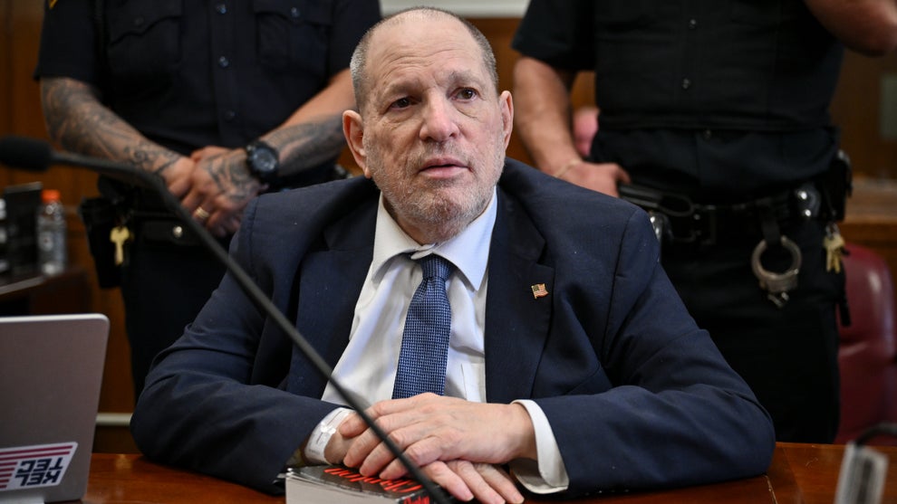 Former film producer Harvey Weinstein appears in court as jury selection begins in his retrial in Manhattan Criminal Court on April 22, 2025 in New York City. (Credit: Angela Weiss-Pool/Getty Images)