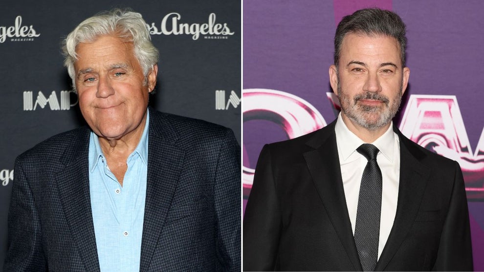 Left: Jay Leno (Credit: Monica Schipper/Getty Images), Right: Jimmy Kimmel (Credit: Gabe Ginsberg/Getty Images for Keep Memory Alive)