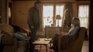 Pedro Pascal as Joel and Catherine O'Hara as Gail in "The Last of Us" Season 2, Episode 1. (Liane Hentscher/HBO)