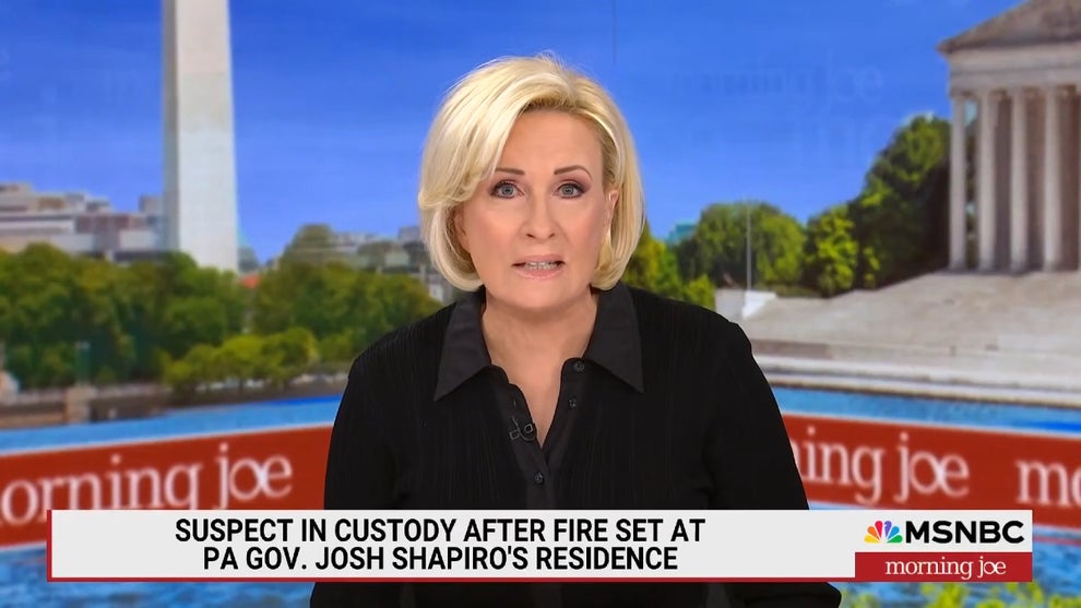 Mika Brzezinski hosting the April 14, 2025 edition of "Morning Joe." (Credit: MSNBC)