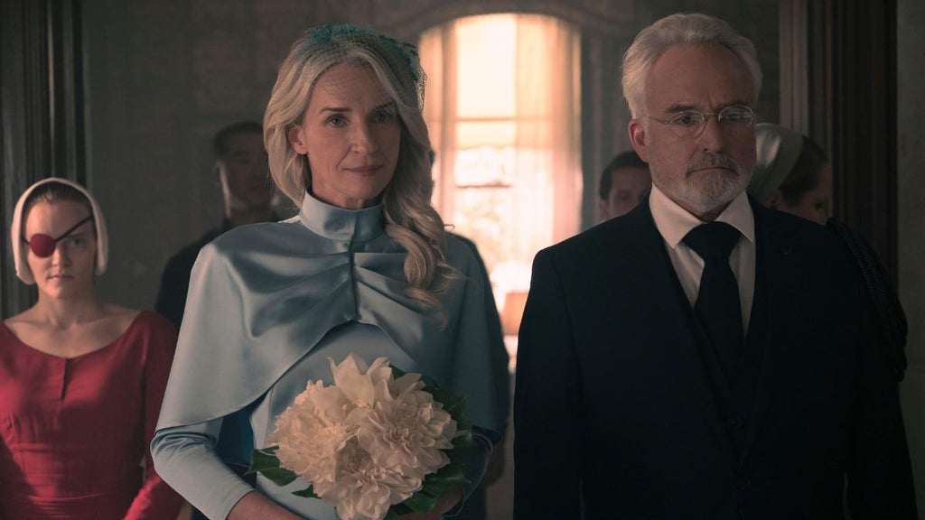 Ever Carradine as Naomi Putnam and Bradley Whitford as Commander Lawrence in "The Handmaid's Tale" (Hulu)