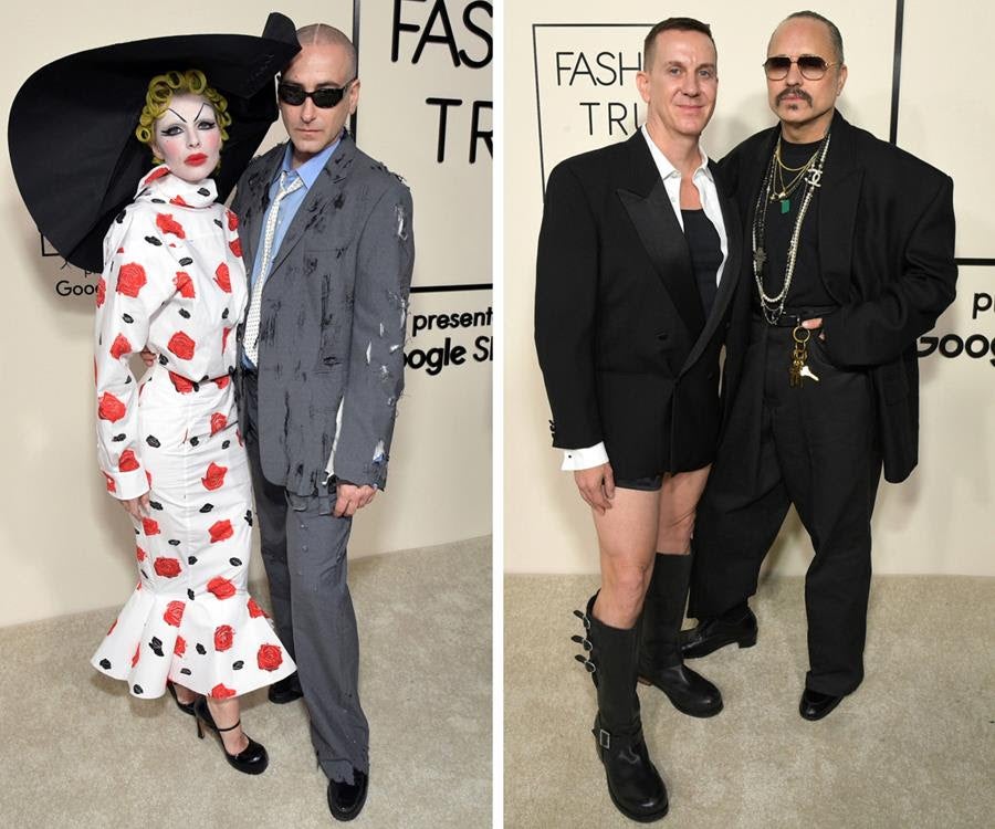 Julia Fox and Francesco Risso. Jeremy Scott and Willy Chavarria. (Source: Charlie Gallay for Getty)
