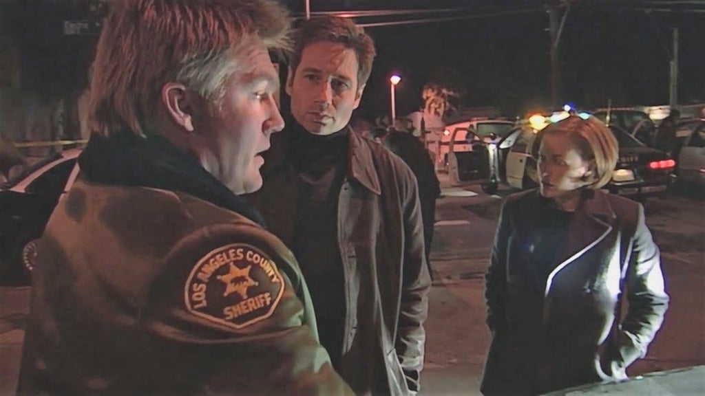 David Duchovny and Gillian Anderson in "The X-Files" episode "X-Cops"