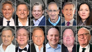 (From L to R) Ari Emanuel, Ted Sarandos, Greg Peters, Brian Roberts, Mike Cavanagh, Kristin Dolan, Bob Iger, Adam Aron, David Zaslav, JB Perrette, Bob Bakish and Rupert Murdoch (Christopher Smith for TheWrap)