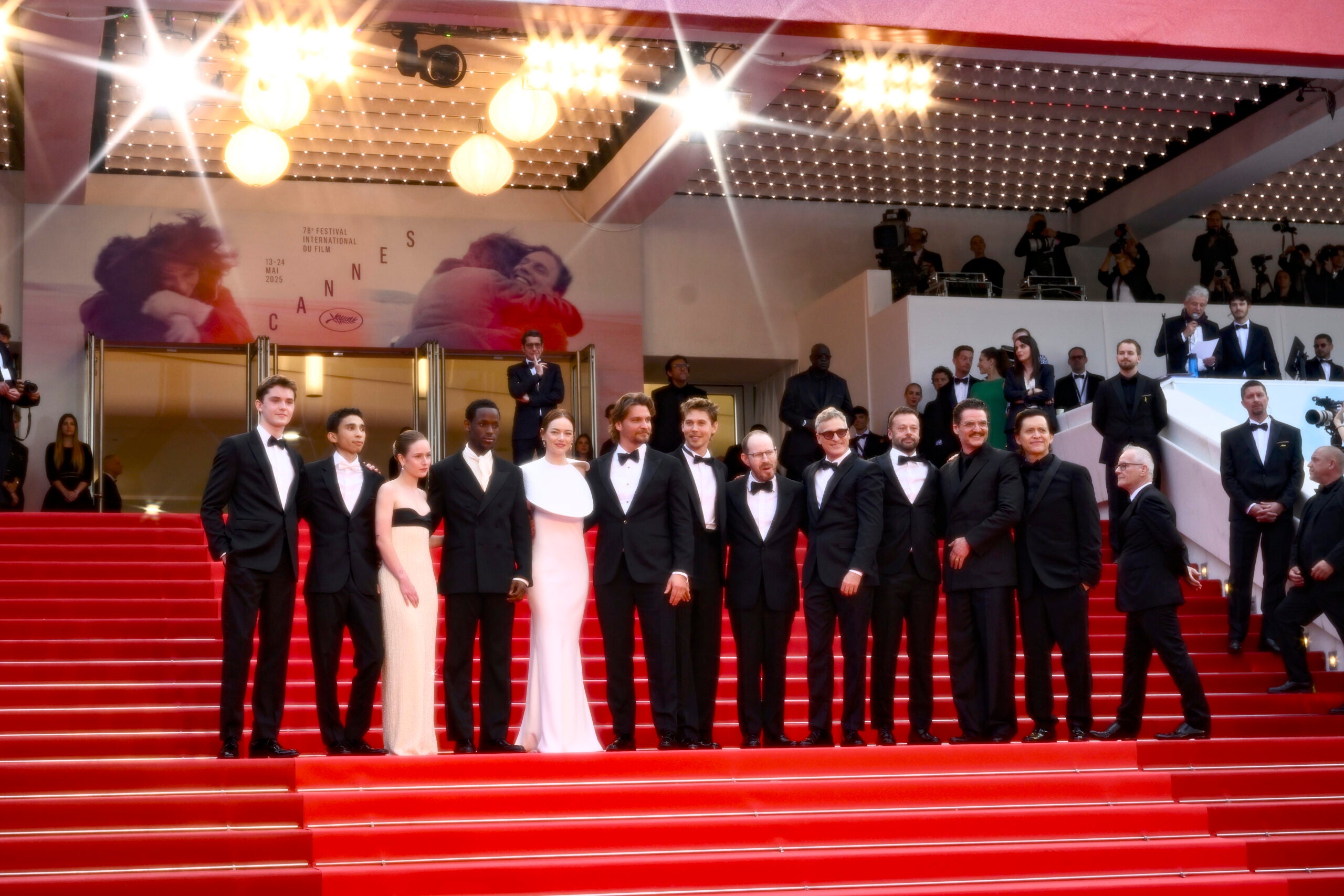 Cameron Mann, Matt Gomez Hidaka, Amelie Hoeferle, Micheal Ward, Emma Stone, Luke Grimes, Mayor of Cannes David Lisnard, Austin Butler, Ari Aster, Joaquin Phoenix, Lars Knudsen, Pedro Pascal and Clifton Collins, Eddington