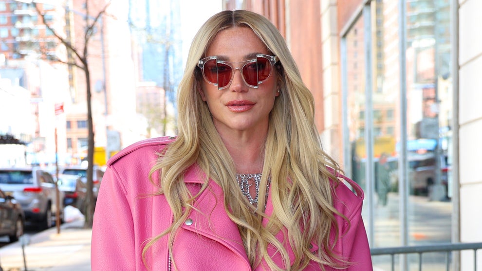 Kesha is seen arriving at “The Drew Barrymore Show” on April 08, 2025 in New York City. (Jason Howard/Bauer-Griffin/GC Images)
