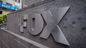 Sign outside of Fox News world headquarters in 2025