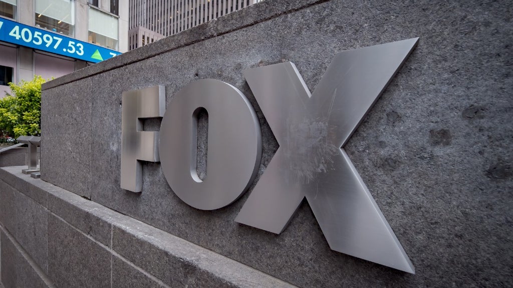 Sign outside of Fox News world headquarters in 2025