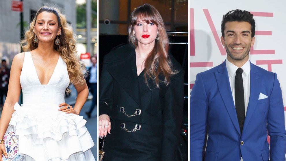Blake Lively (Credit: TheStewartofNY/GC Images), Taylor Swift (Credit: Aeon/GC Images), Justin Baldoni (Credit: Joshua Blanchard/Getty Images for CBS Films)