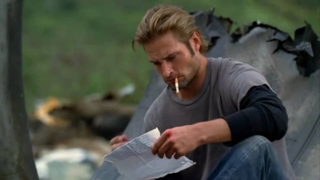 Josh Holloway as James "Sawyer" Ford in the pilot of "Lost"
