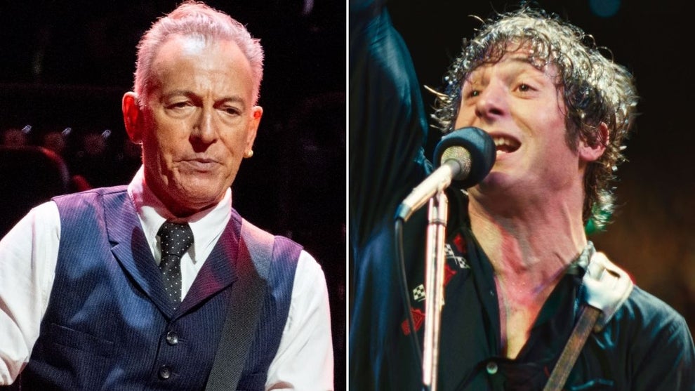 Left: The Boss himself, Bruce Springsteen (Shirlaine Forrest/Getty Images), Right: Jeremy Allen White in “Deliver Me From Nowhere” (20th Century Studios)
