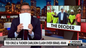 Chris Hayes laughing over Tucker Carlson Ted Cruz fight