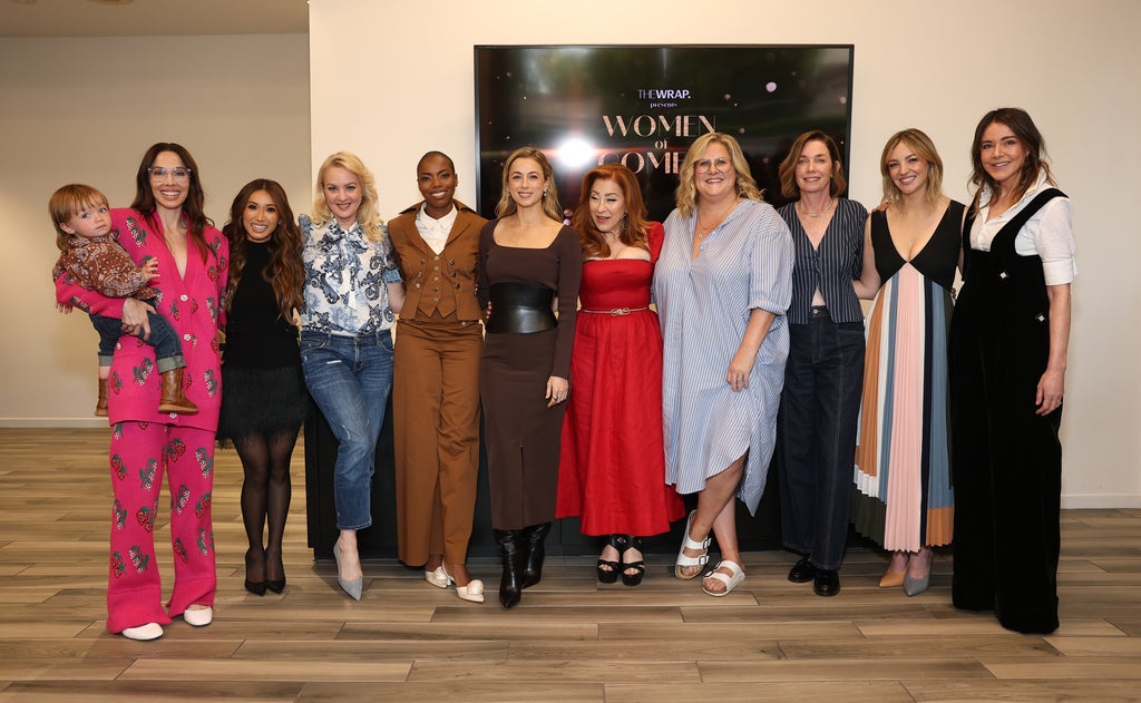 Whitney Cummings with son Henry, Brenda Song, Wendi McLendon-Covey, Sasheer Zamata, Iliza Shlesinger, Lisa Ann Walter, Bridget Everett, Julianne Nicholson, Abby Elliott and Christa Miller