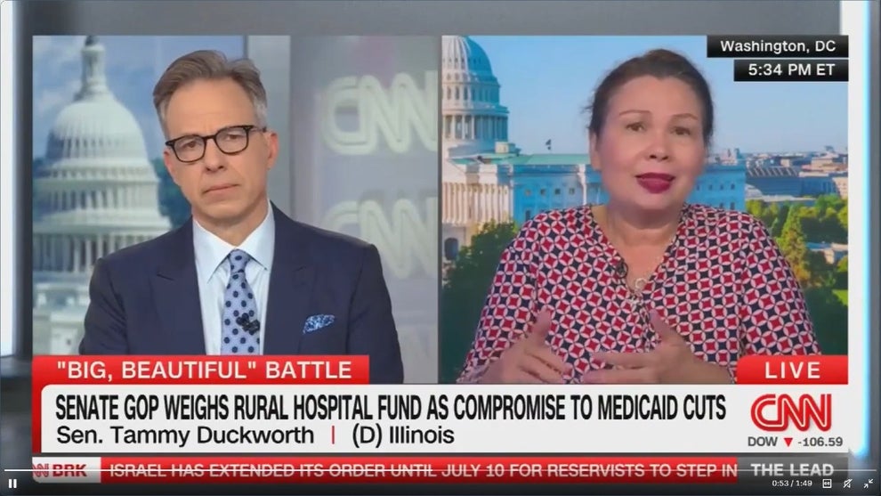 Jake Tapper and Tammy Duckworth discussing GOP Medicaid cuts