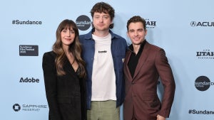 Alison Brie, Michael Shanks and Dave Franco attend the "Together" premiere during the 2025 Sundance Film Festival. (Credit: Neilson Barnard/Getty Images)