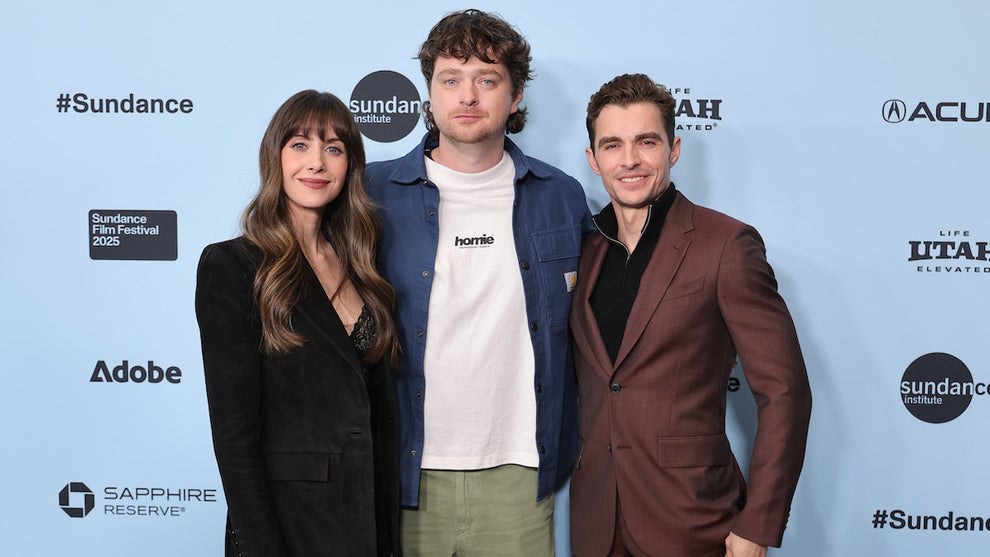 Alison Brie, Michael Shanks and Dave Franco attend the "Together" premiere during the 2025 Sundance Film Festival. (Credit: Neilson Barnard/Getty Images)