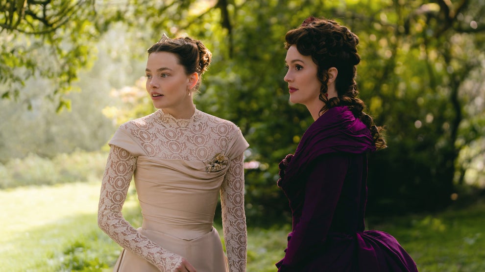 Kristine Froseth and Leighton Meester in "The Buccaneers" Season 2 (Credit: Apple TV+)