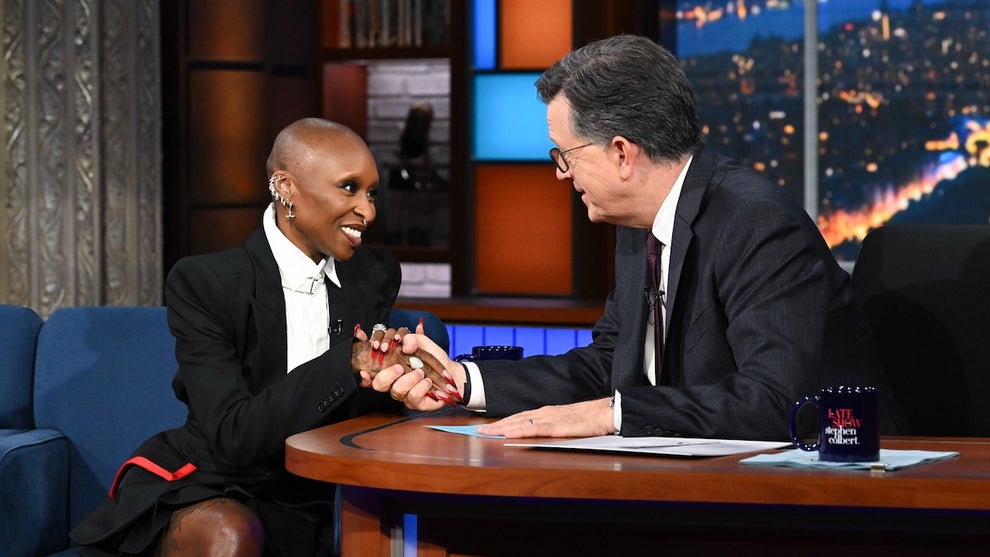 Cynthia Erivo on "The Late Show with Stephen Colbert" (Credit: CBS)