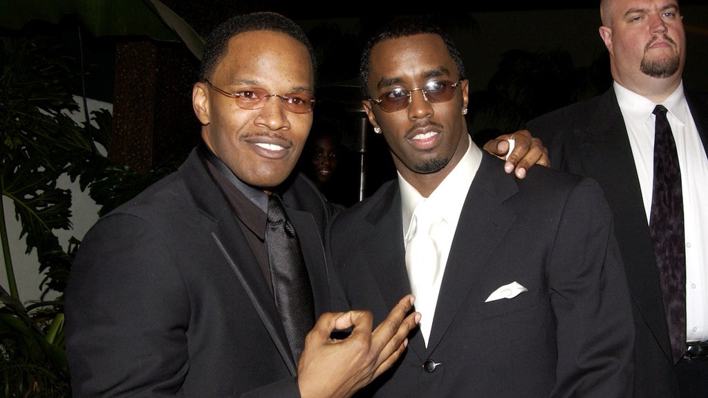 Jamie Foxx and Sean Combs at the 33rd NAACP Image Awards in 2002