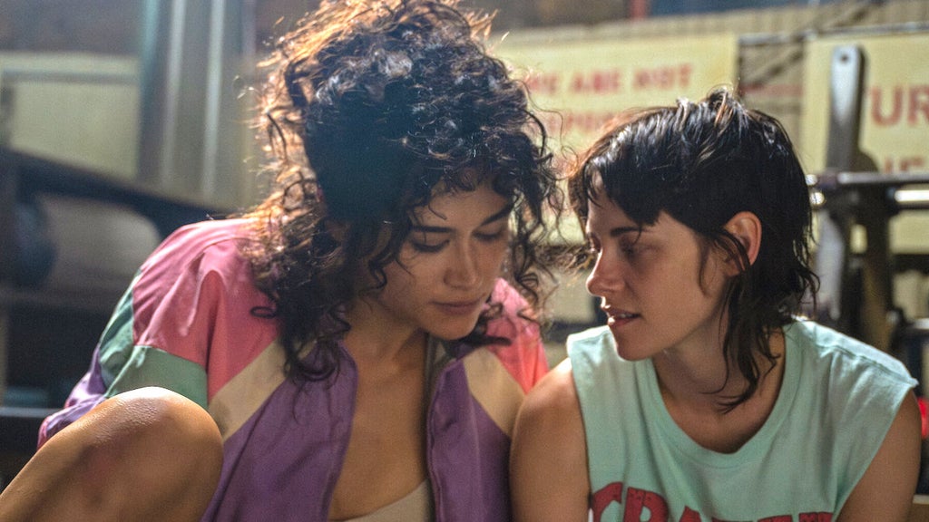 Katy O'Brian and Kristen Stewart in "Love Lies Bleeding"