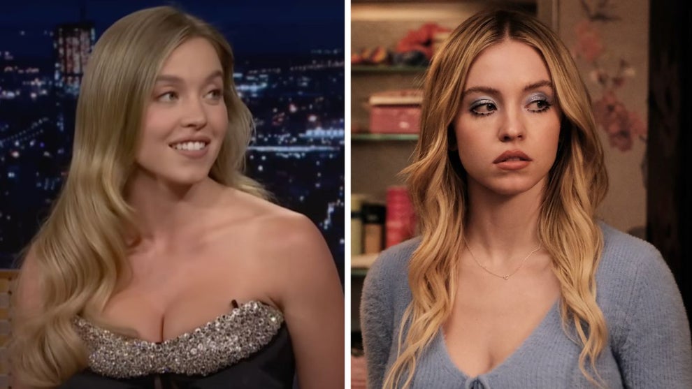 Sydney Sweeney on "The Tonight Show With Jimmy Fallon, Sydney Sweeney as Cassie in "Euphoria" (Credit: NBC, HBO)