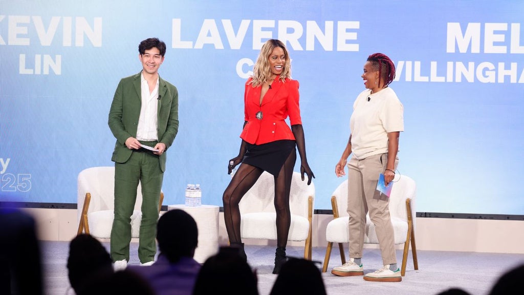 Kevin Lin, Laverne Cox and Melanie Willingham-Jaggers at the 2025 CAA Amplify Summit (Randy Shropshire)