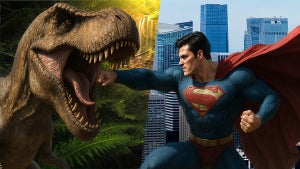 "Jurassic Park Rebirth" shows down with "Superman." (Credit: Universal/Warner Bros./Christopher Smith for TheWrap)