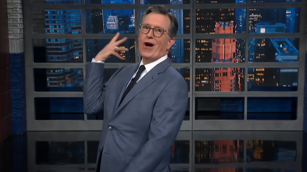 Colbert Trump golfing late show