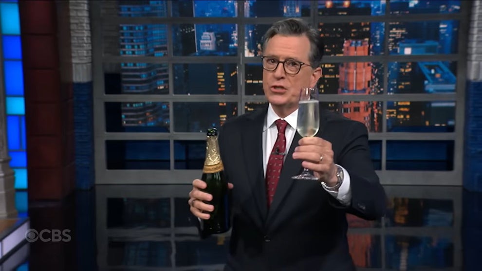 Colbert monologue Trump Epstein QAnon Shaman