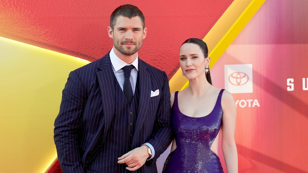 David Corenswet and Rachel Brosnahan attend the L.A. premiere for "Superman." (Credit: Maya Dehlin Spach/Getty Images)