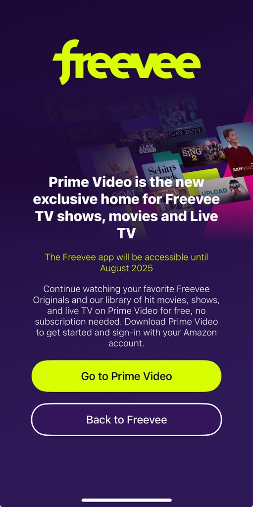 Freevee shut down notice