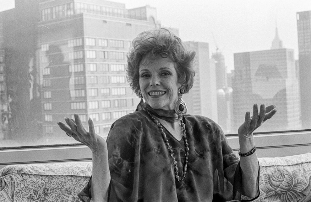 Portrait of American actor Eileen Fulton (born Margaret McLarty) in her home, New York, New York, May 1, 1990