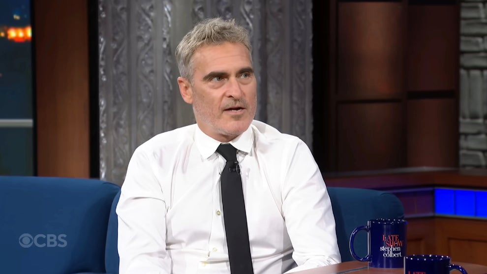 Joaquin Phoenix on the July 15, 2025 edition of "The Late Show with Stephen Colbert" (Credit: CBS)