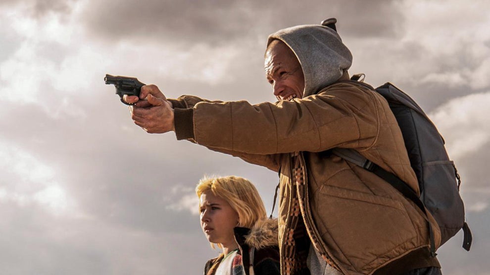 Ana Sophia Heger and Taron Egerton in 'She Rides Shotgun' (Lionsgate Films)