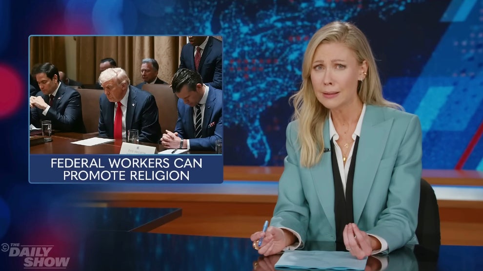 Desi Lydic hosting the July 29, 2025 edition of "The Daily Show" (Comedy Central)