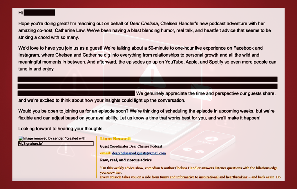 Example of a scammer email