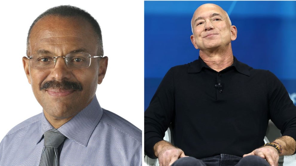 Joe Davidson, The Washington Post (Credit: Julia Ewan/The The Washington Post via Getty Images) and Jeff Bezos (Credit:Michael M. Santiago/Getty Images)