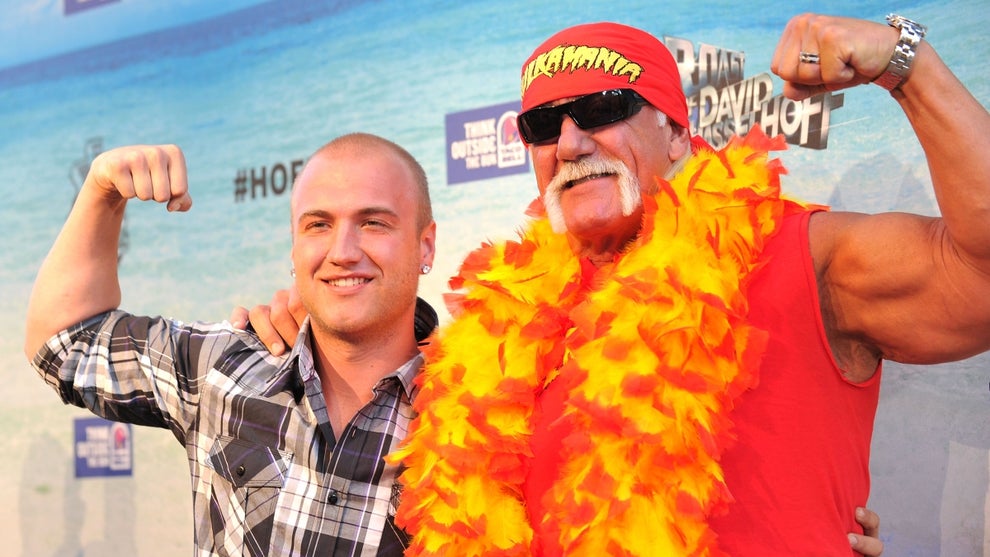 Wrestler Hulk Hogan (R) and son Nick Hogan arrive at the Comedy Central Roast Of David Hasselhoff held at Sony Pictures Studios on August 1, 2010 in Culver City, California