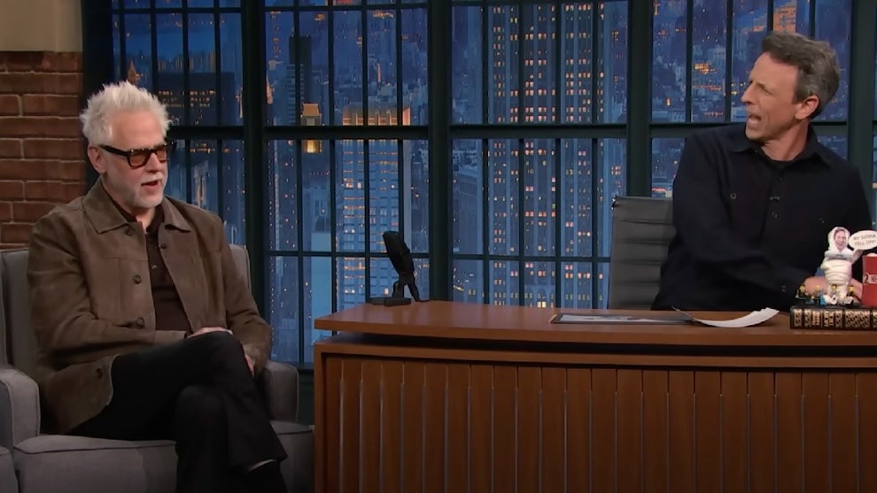 James Gunn on "Late Night with Seth Meyers" (Credit: NBC)