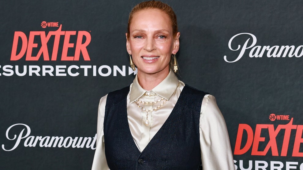Uma Thurman attends the "Dexter: Resurrection" World Premiere at Alice Tully Hall, Lincoln Center on July 09, 2025 in New York City