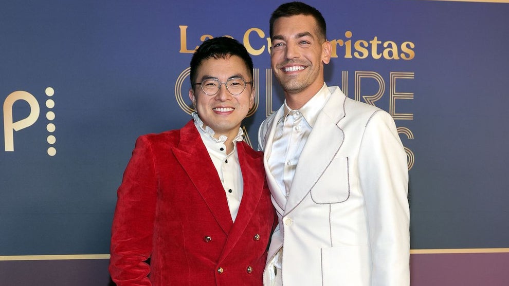 Bowen Yang and Matt Rogers attend the 2025 Las Culturistas Culture Awards. (Credit: Maya Dehlin Spach/Getty Images)